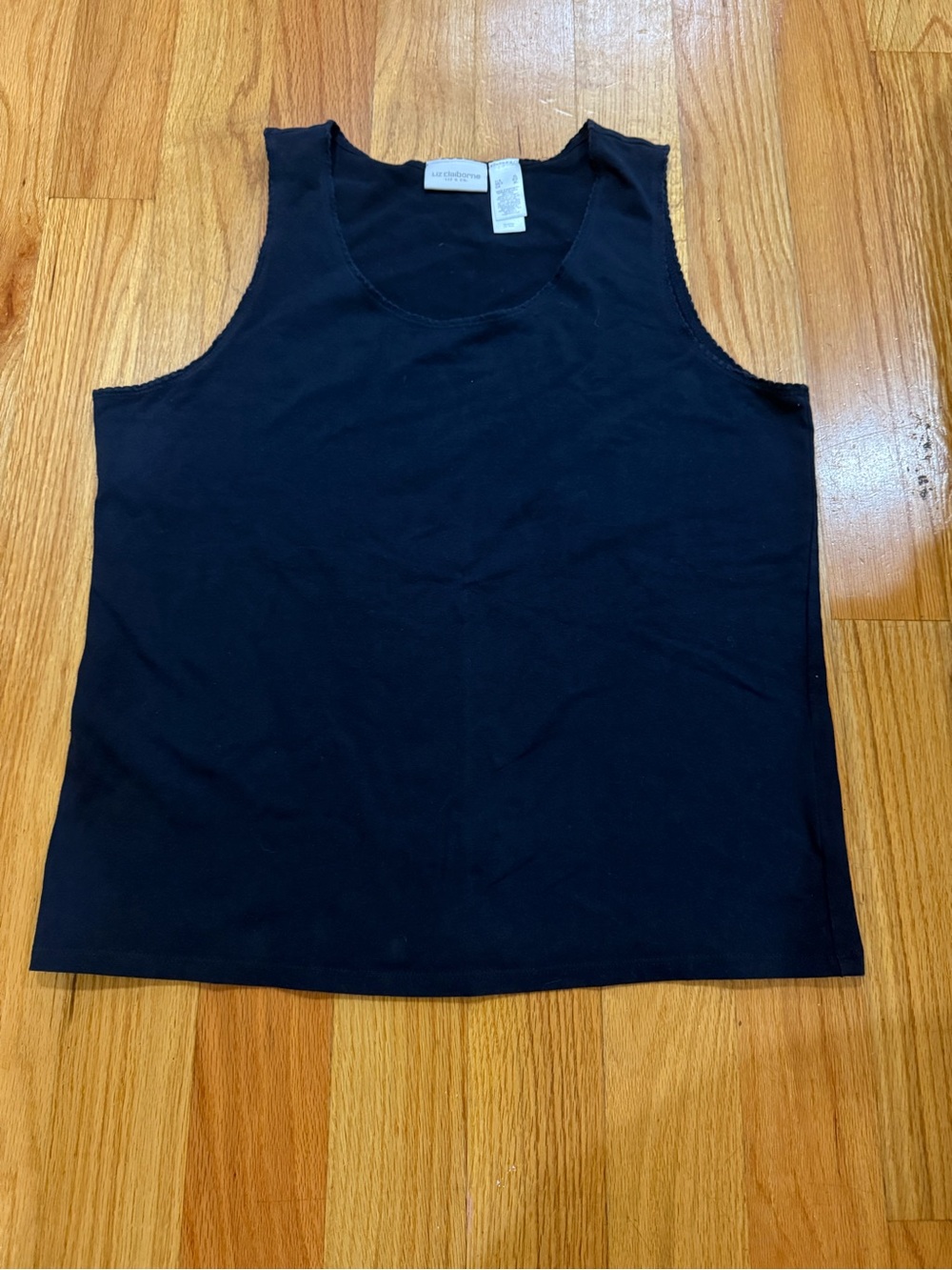 Liz Claiborne Liz & Co. Navy Blue Scalloped Tank Top XL